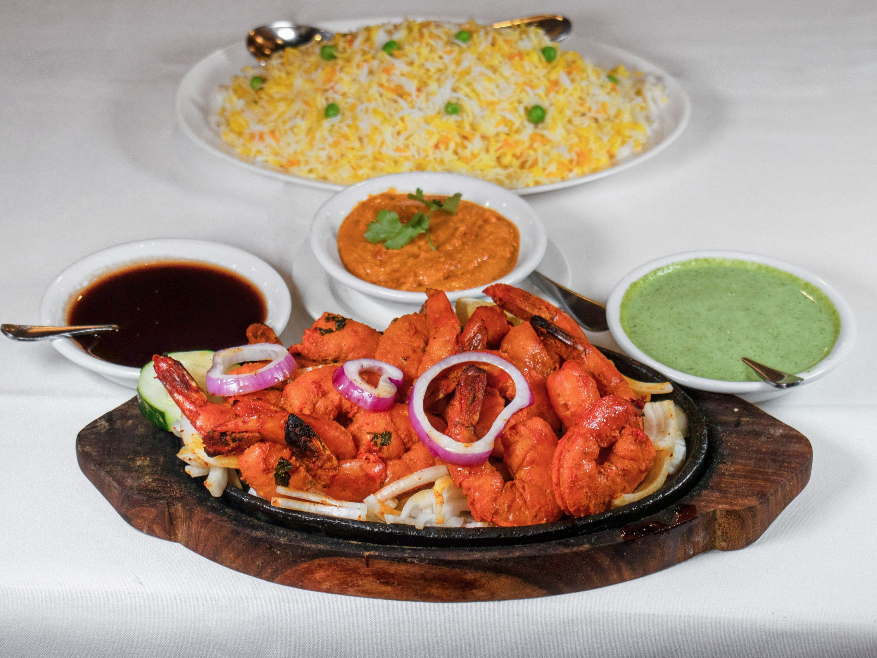 Order 9. Shrimp Tandoori food online from Rajaji Fine Indian Cuisine store, Washington on bringmethat.com