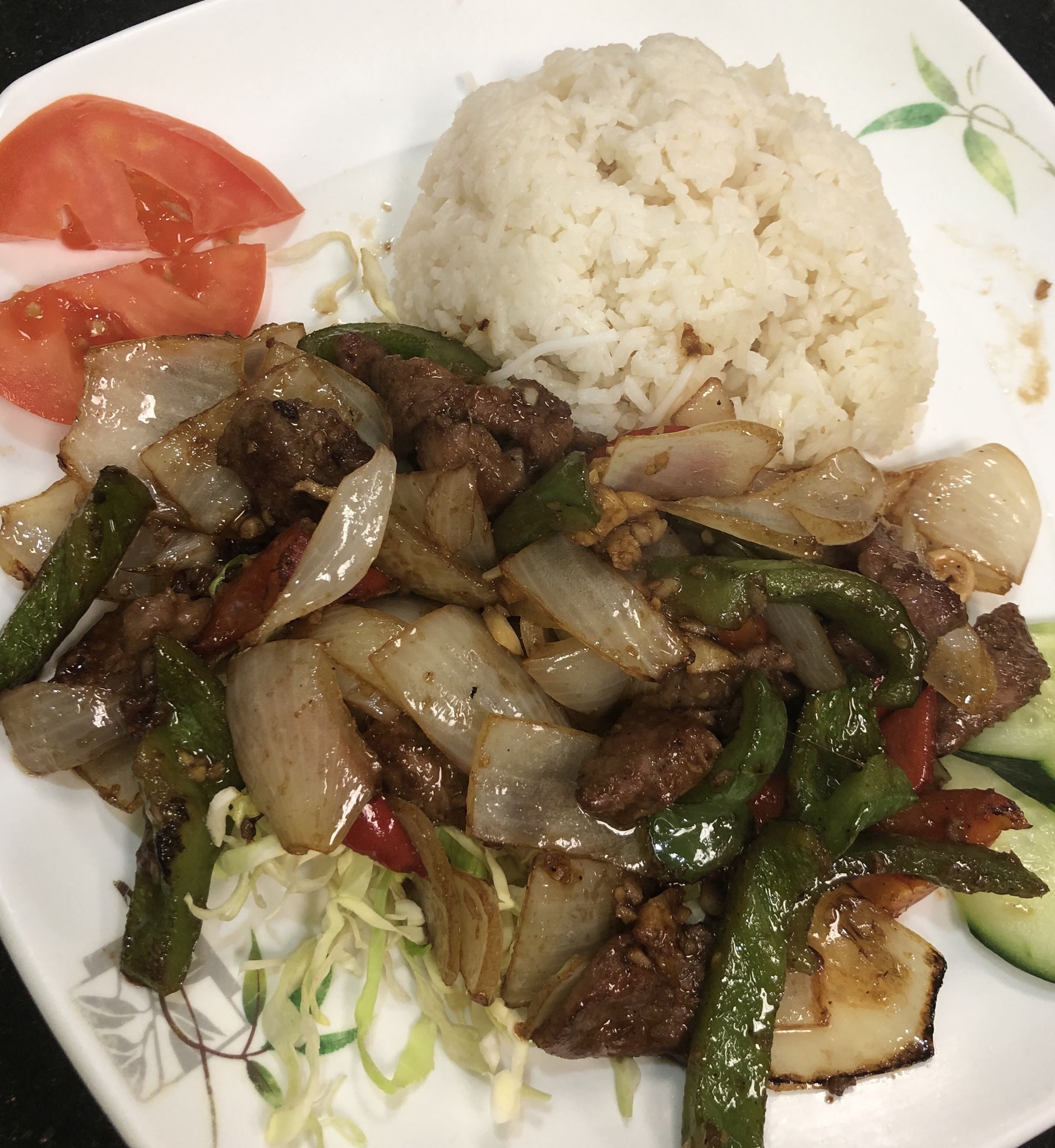 Order 84. Beef Pepper Stir Fry and Rice food online from Yummy Pho store, Oceanside on bringmethat.com