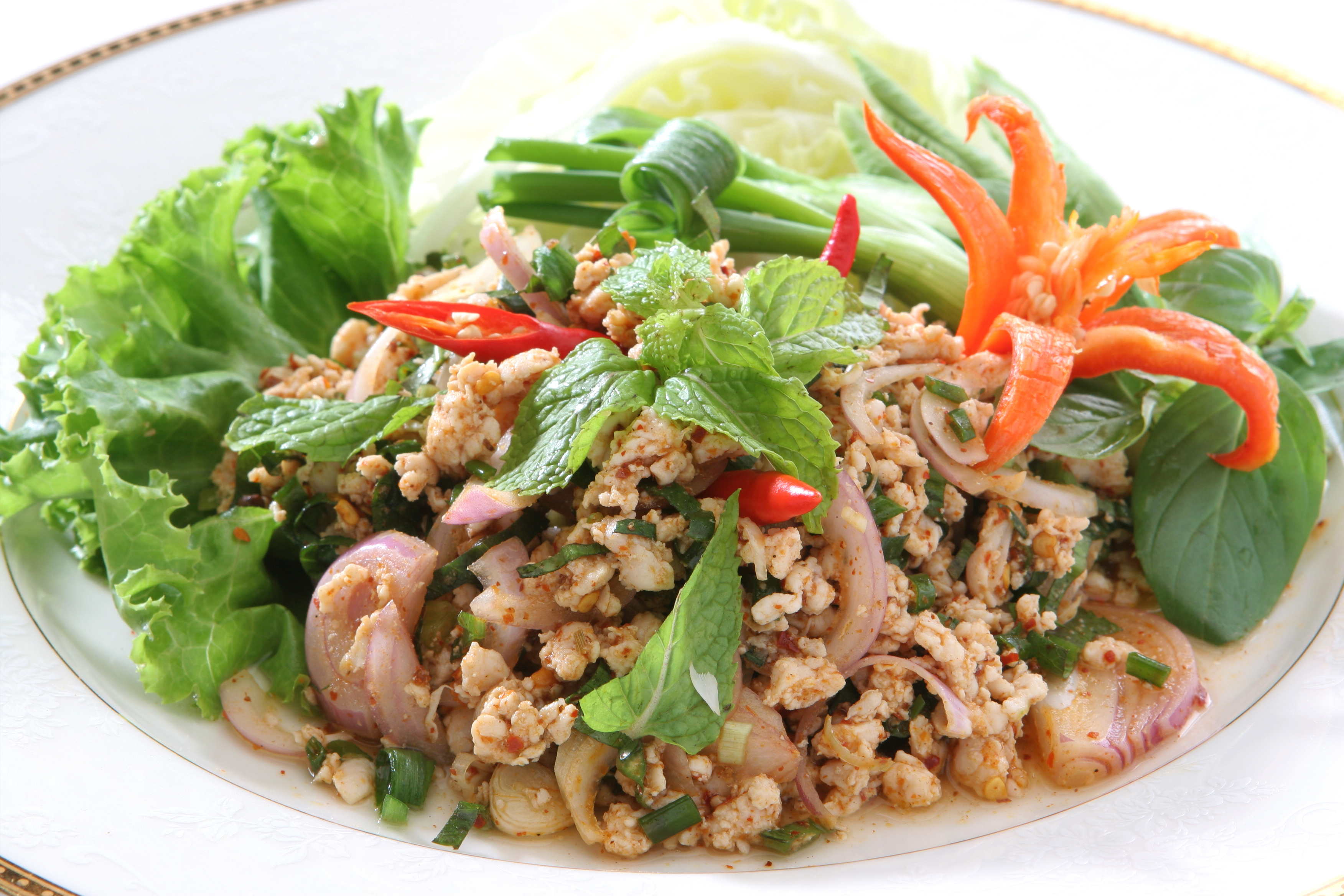 Order Larb Salad food online from Thai Dishes Restaurant store, Santa Clarita on bringmethat.com