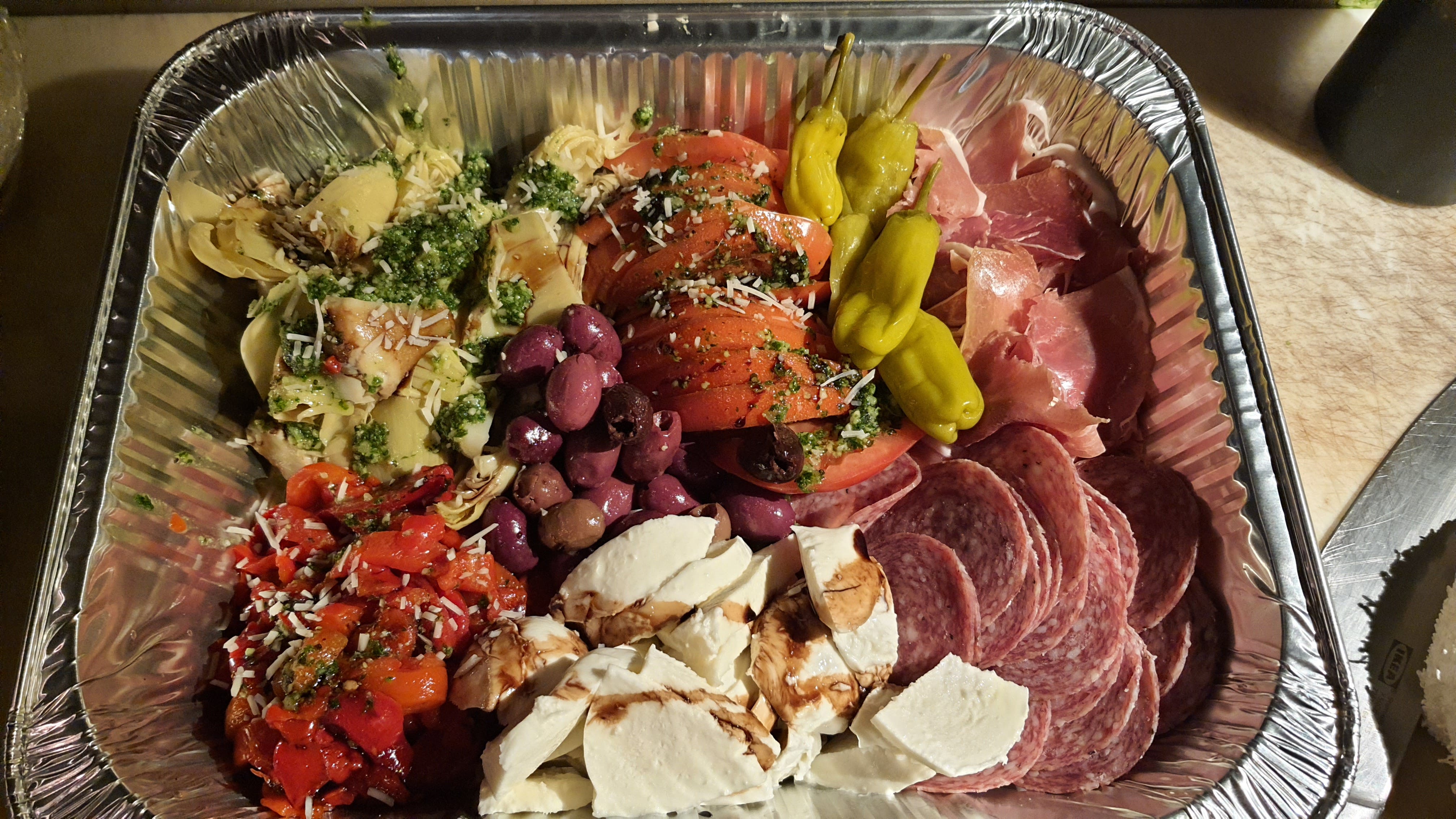 Order Antipasto Plate Catering - Small Tray (Serves 8-10 People) food online from Domani Pizzeria store, Seattle on bringmethat.com