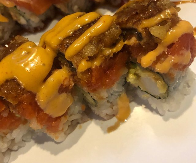 Order 18. Energy Roll (8pc)(Spicy) food online from Soyokaze Sushi store, Garden Grove on bringmethat.com