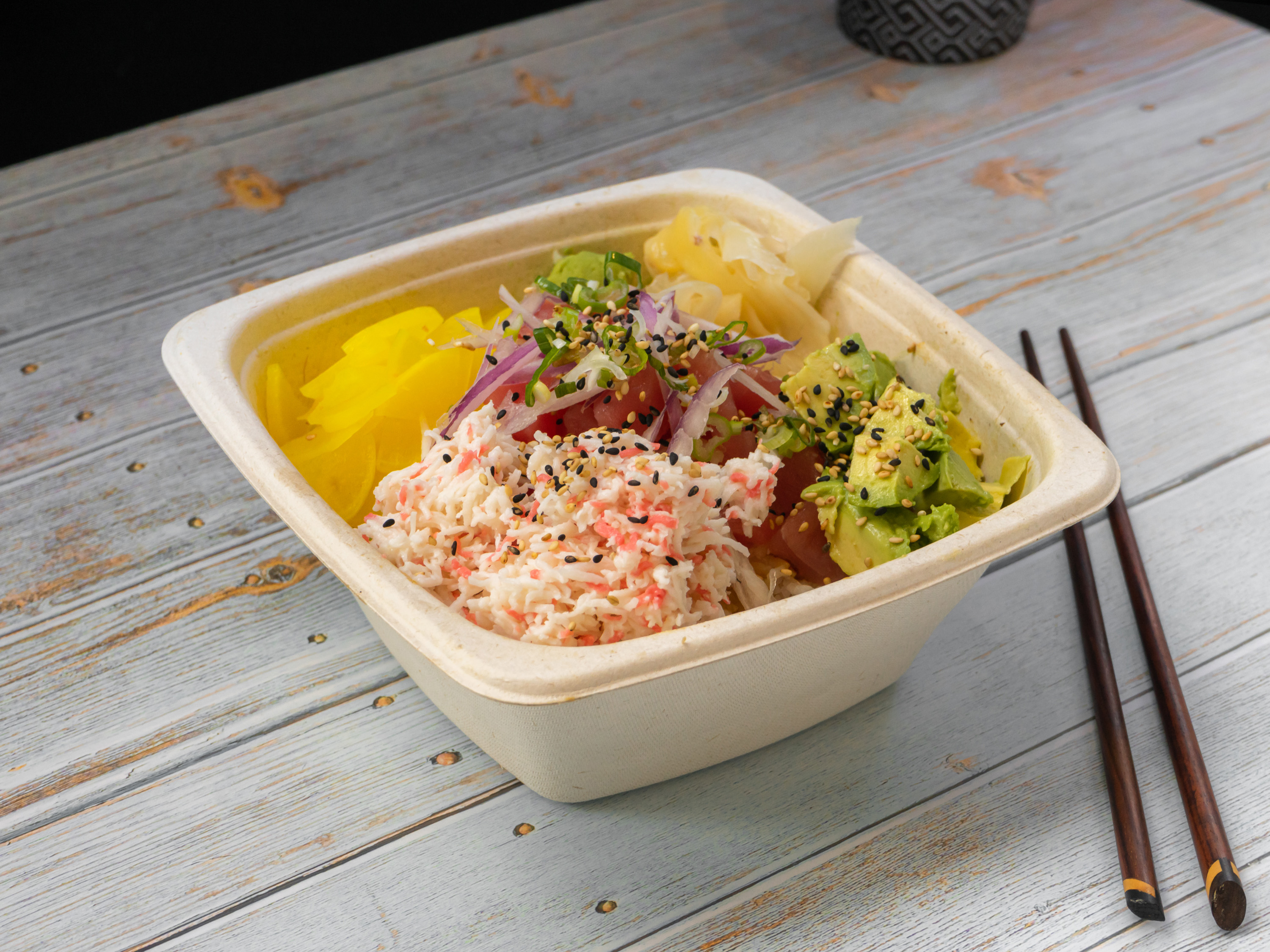 Order 2. Fresh Tuna Poke Rice Bowl food online from Yolko Breakfast Cafe store, San Francisco on bringmethat.com