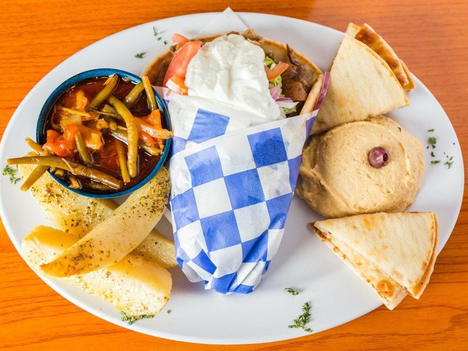 Order Opa Gyro Combo Platter food online from Gyro City Grill store, Dacula on bringmethat.com