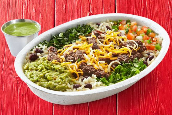 Order Fajita Beef Burrito Bowl food online from Fuzzy's Taco Shop store, College Station on bringmethat.com