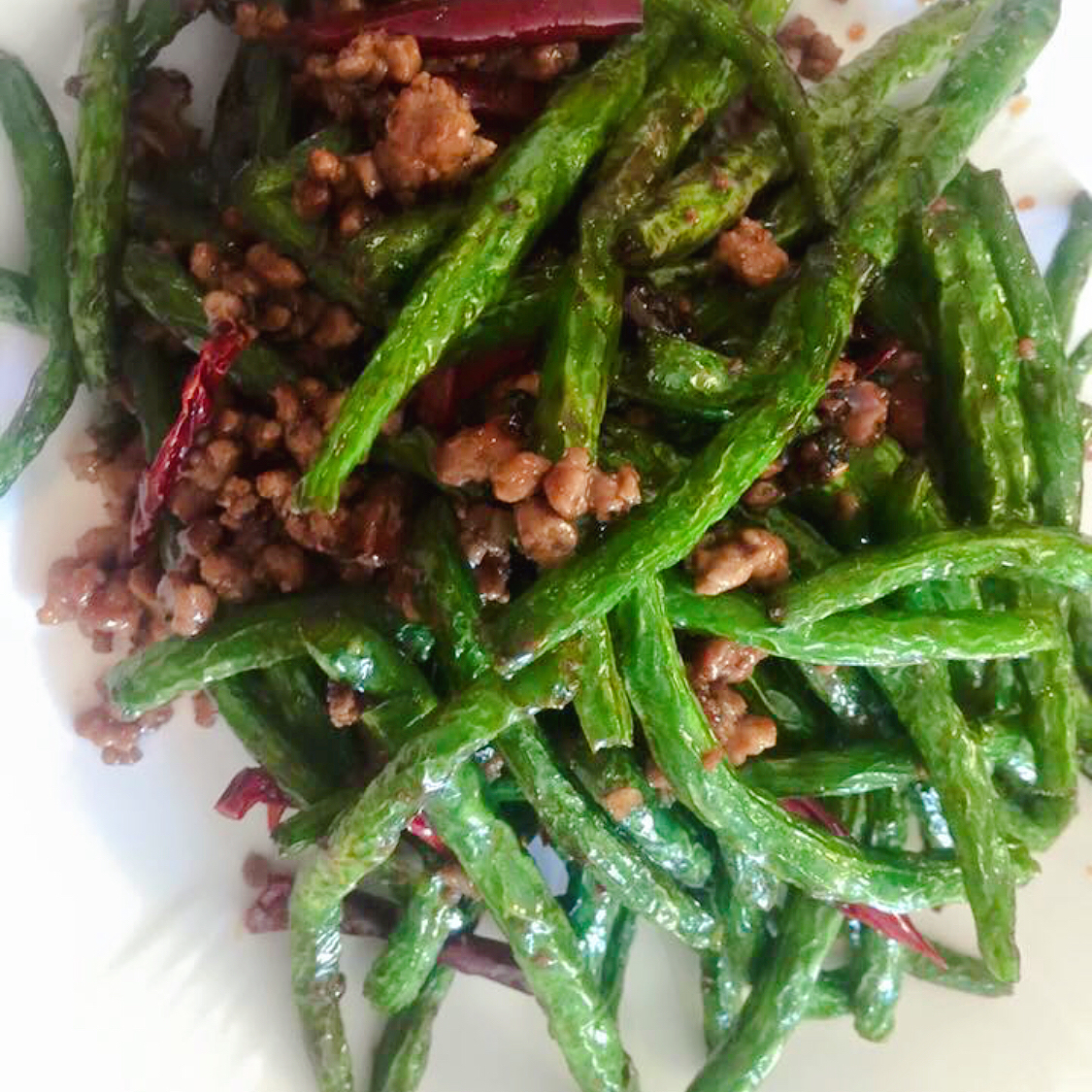 Order Sauteed String Beans with Ground Pork and Dry Chili Pepper 干煸四季豆加肉末 food online from Orient House Chinese Restaurant store, Madison on bringmethat.com