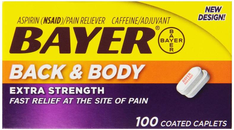 Order Bayer Back & Body Aspirin Coated Caplets Extra Strength 500mg (100 ct) food online from Rite Aid store, CONCORD on bringmethat.com