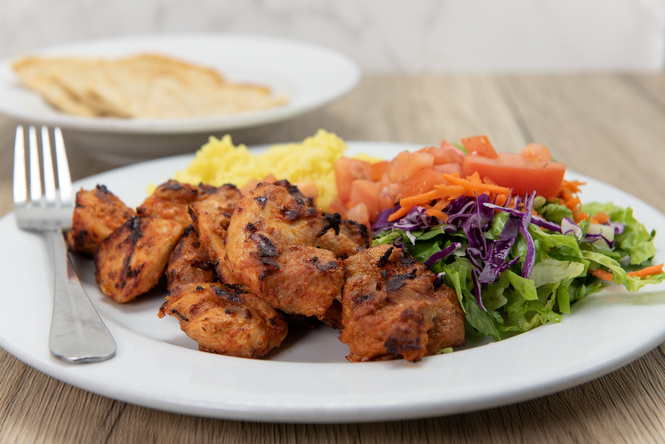 Order Chicken Kabob Plate food online from Tikka Grill store, Thousand Oaks on bringmethat.com