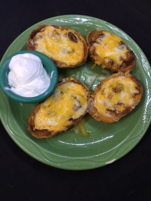 Order Chili Cheese Skins food online from Poco Mexican/American Restaurant, Bar & Comedy Cabaret store, Doylestown on bringmethat.com