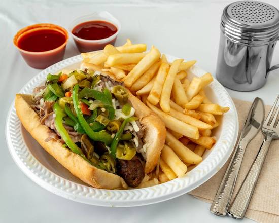 Order Beef Combo (Beef & Sausage) With Fries food online from Baba's Famous Steak and Lemonade store, Carol Stream on bringmethat.com