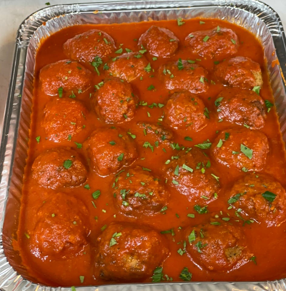Order Meatballs Catering - Half Tray food online from Davila's Pizza & Restaurant store, Hackettstown on bringmethat.com