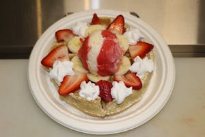 Order Fruit Waffle With Ice Cream food online from Belmont Fruit And Snacks store, Belmont on bringmethat.com