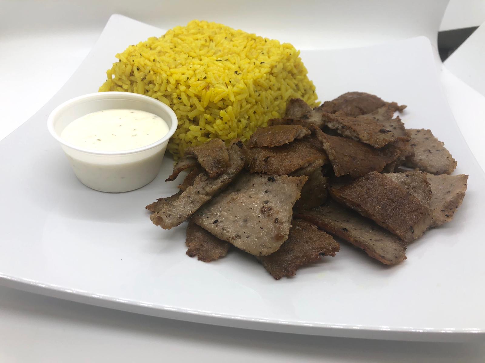Order Traditional Gyro Rice Box food online from Rosemary Grill store, Gibsonton on bringmethat.com