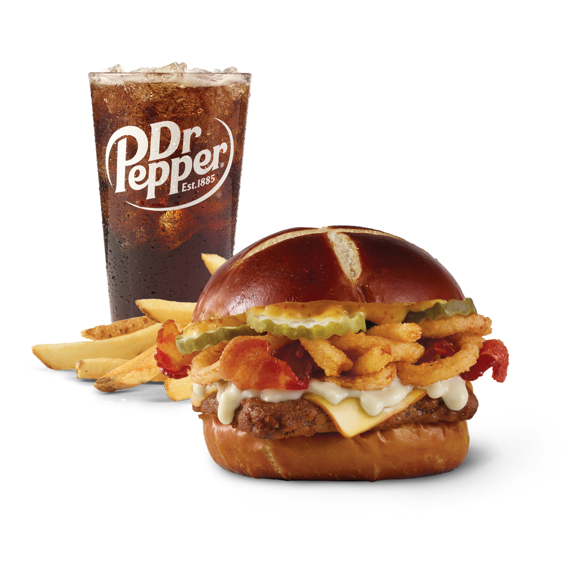 Order Pretzel Bacon Pub Cheeseburger Combo food online from Wendy store, Dunnellon on bringmethat.com