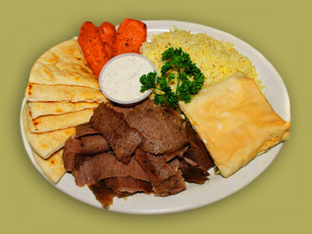 Order Gyro and Spanakopita conbination food online from Troy Greek Restaurant store, San Diego on bringmethat.com