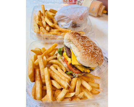 Order Double Cheeseburger Deluxe  food online from Habibi Gourmet Deli store, South Ozone Park on bringmethat.com