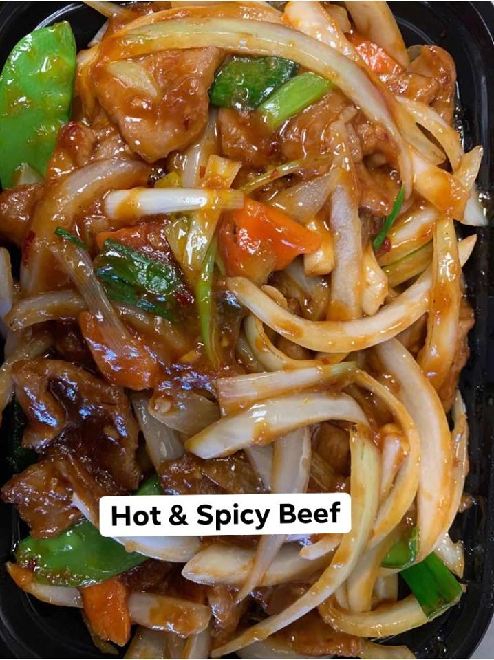 Order B12. Hot and Spicy Beef food online from Rice King Chinese Restaurant store, Toledo on bringmethat.com