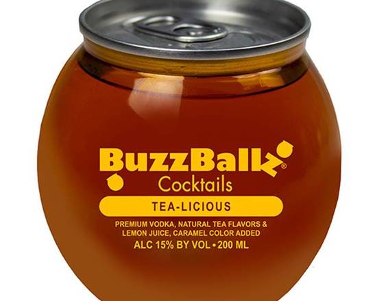 Order BuzzBallz Tea-Licious, 200mL bottle (15% ABV) food online from Central Liquor Market store, Los Angeles on bringmethat.com