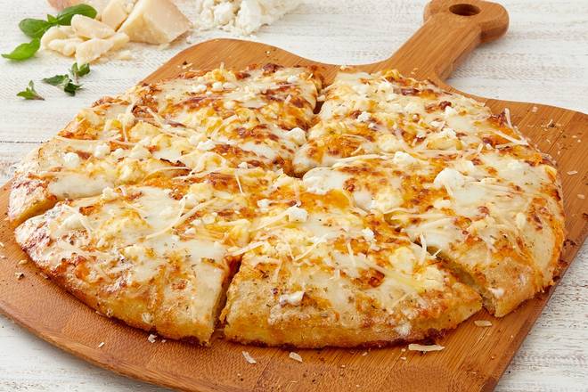 Order Four Cheese White Pizza food online from Schlotzskys Deli store, Midland on bringmethat.com