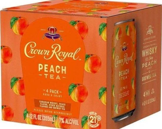 Order Crown Royal Peach Tea RTD Cocktail 4-Pack food online from Bottlebox store, Norfolk on bringmethat.com