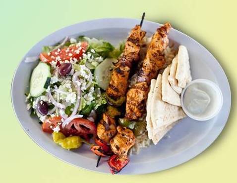 Order Char-grilled Chicken Kebab Dinner food online from The Shawarma Treatment store, Kent on bringmethat.com