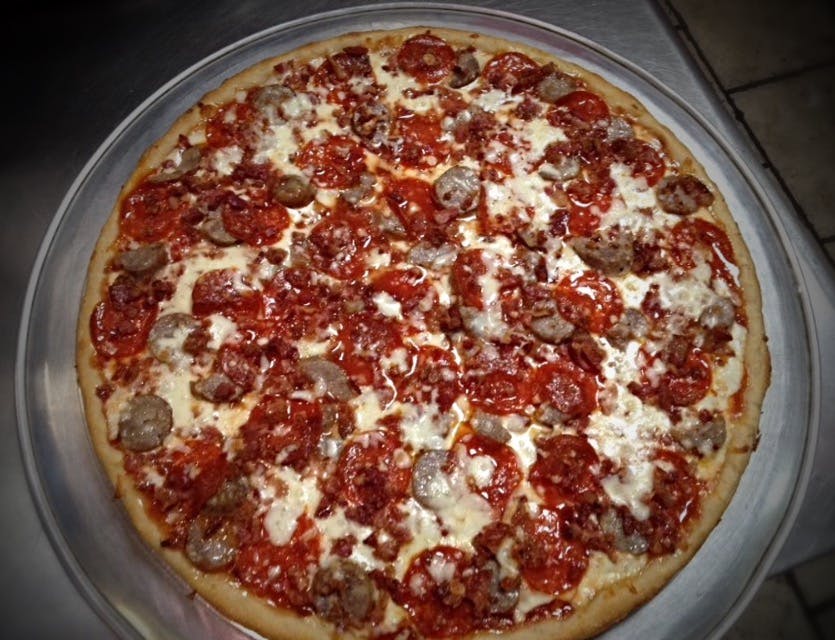 Order Meat Lovers Pizza - Medium 16" food online from La Bona Pizza & Pasta store, Brooklyn on bringmethat.com