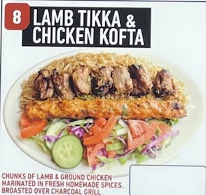 Order #8 Lamb Tikka & Chicken Kofta food online from Jersey Kabob Platter & Pizza store, Monroe Township on bringmethat.com