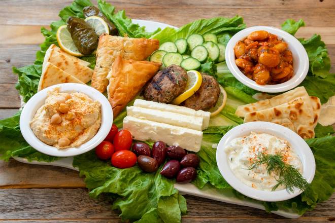 Order Meze Platter for Two food online from My Greek Kitchen store, Costa Mesa on bringmethat.com