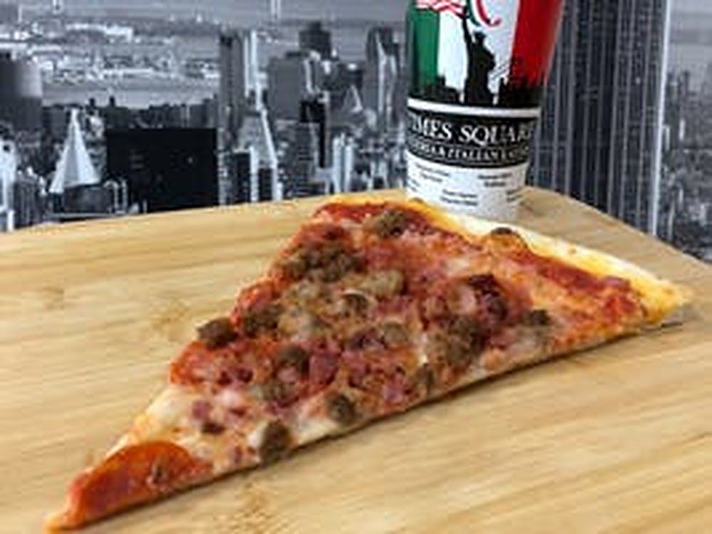 Order Meat Lovers Pizza - Medium 14'' food online from Times Square Pizza store, Asheboro on bringmethat.com