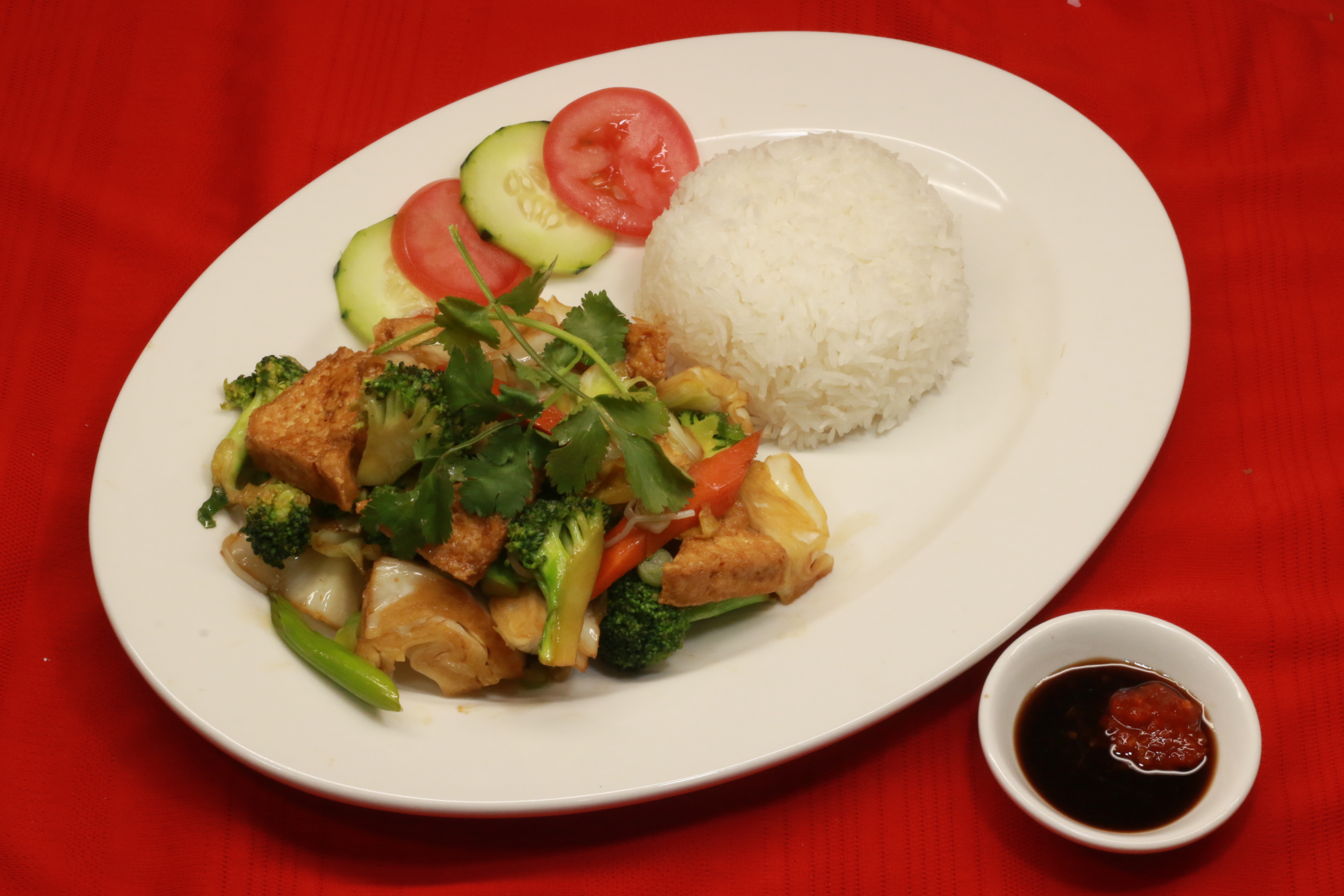 Order R6. Vegetable Rice Plate food online from Pho Khang store, Englewood on bringmethat.com