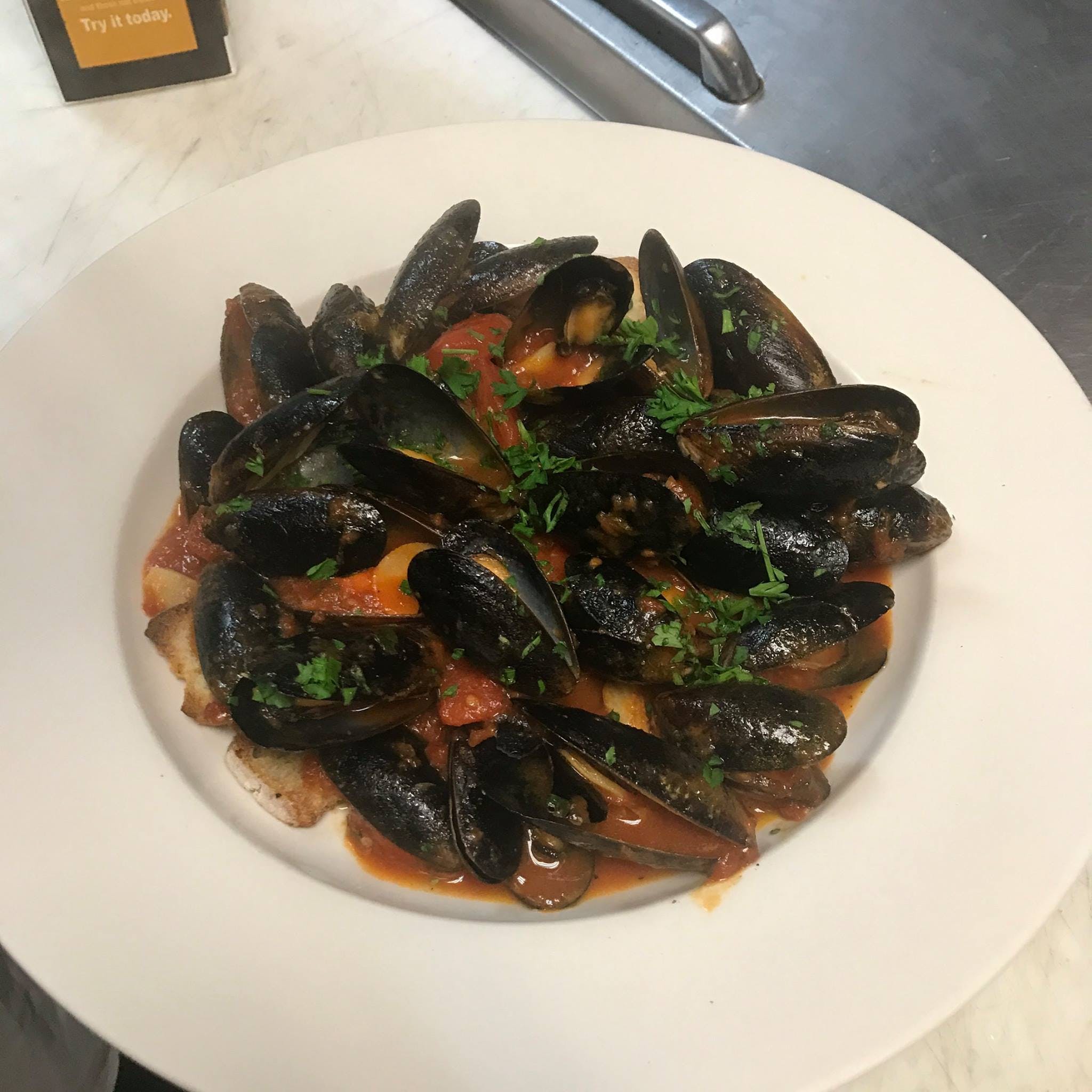 Order Mussels with Red Sauce - Appetizer food online from Tony's Bistro store, Newark on bringmethat.com