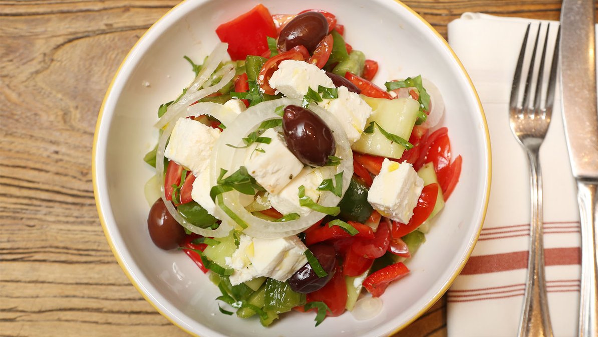 Order Greek Salad food online from Medi Wine Bar store, New York on bringmethat.com