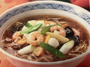 Order K25. Shrimp Noodle with Snake Butter Mushroom 冬菇虾仁面 food online from Garage Restaurant store, San Gabriel on bringmethat.com