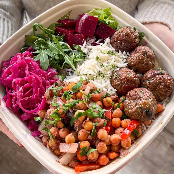 Order Half & Half Bowl food online from Saucy Greens Salad Shop store, San Francisco on bringmethat.com