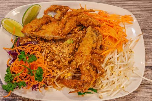 Order Pad Thai Soft Shell Crab food online from Thai Taste Express store, Silver Spring on bringmethat.com
