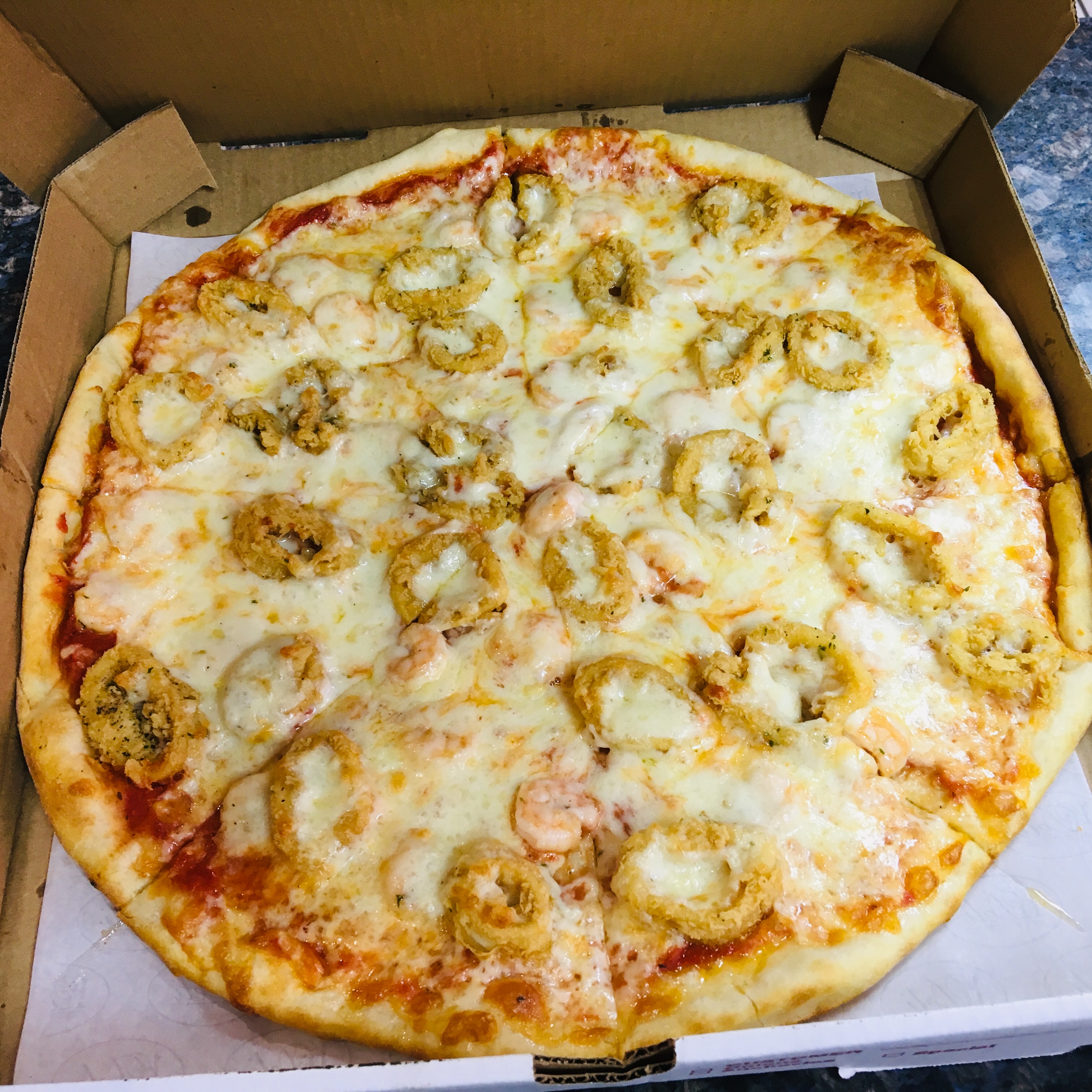 Order 16" Seafood Combination Pizza food online from Fontana Restaurant store, Bayonne on bringmethat.com
