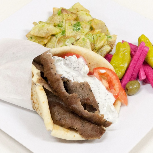Order 17. Gyro Meat Wrap food online from Green Olive store, Compton on bringmethat.com