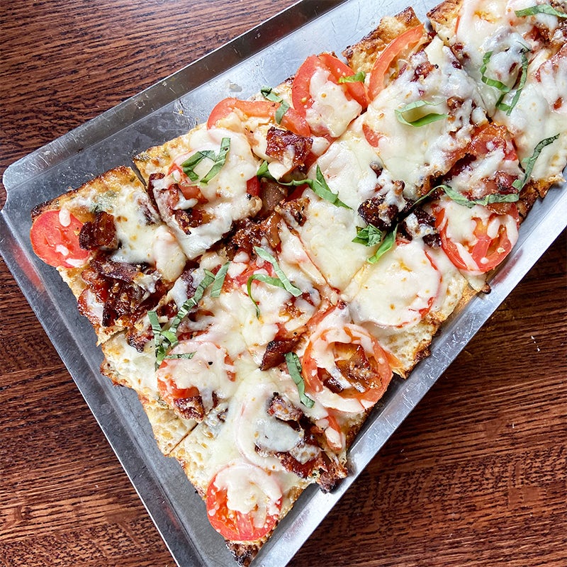 Order Maple Pepper Bacon Flatbread Appetizer food online from Granite City store, Northville on bringmethat.com