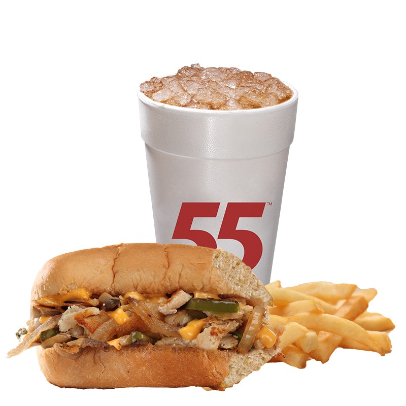 Order Lil' Chicken Cheesesteak ('All The Way') Meal food online from Hwy 55 Burgers Shakes & Fries store, Richlands on bringmethat.com