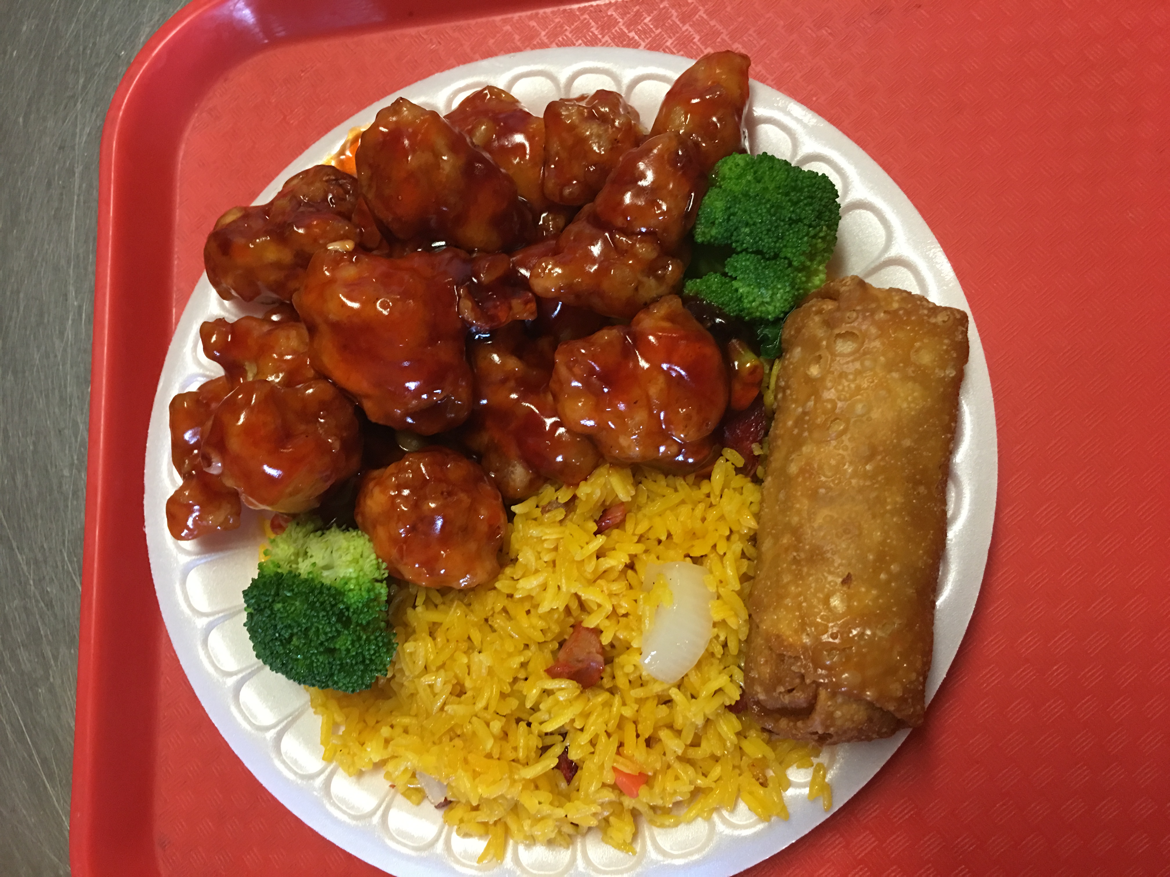Order General Tso's Chicken Combination Platter food online from China Express store, Hainesport on bringmethat.com