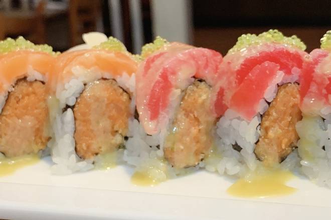 Order Fire Island Roll food online from Kumo Hibachi Sushi store, Cartersville on bringmethat.com