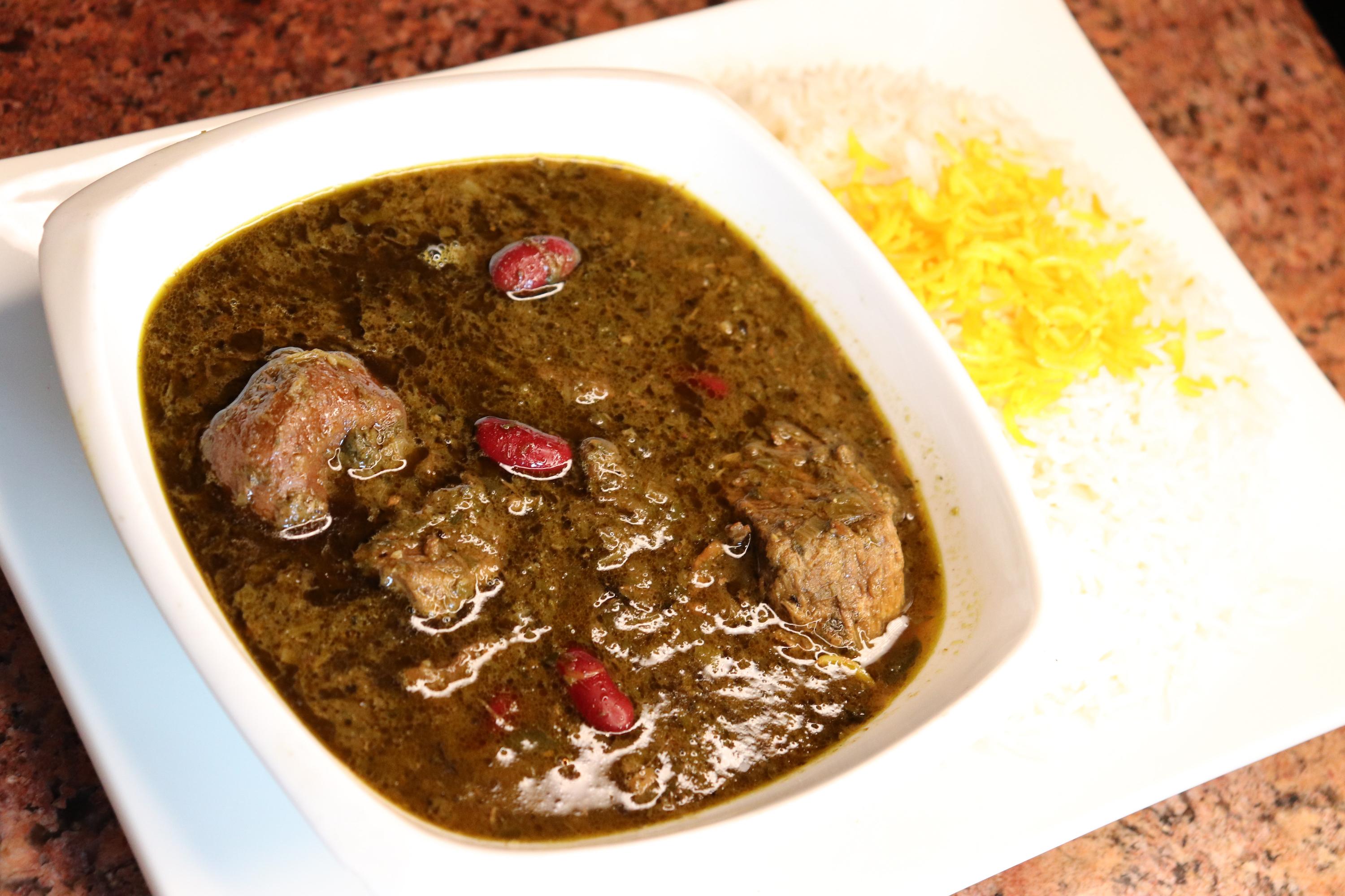 Order Ghormeh Sabzi (Beef or Veggie) food online from Famous Kabob store, Sacramento on bringmethat.com