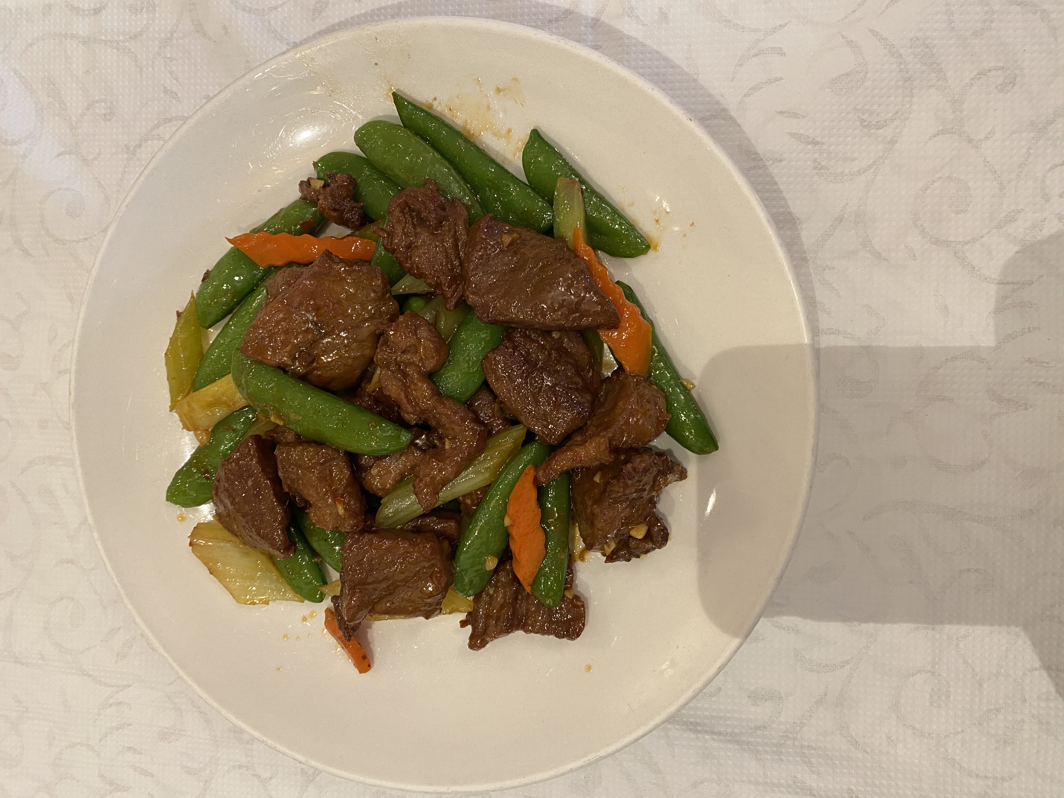 Order 72. Sauteed Filet of Beef and Snap Peas with Xo Sauce food online from Great Eastern Restaurant store, San Francisco on bringmethat.com