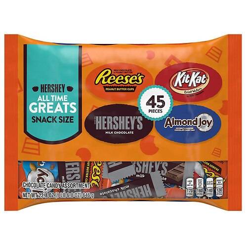 Order Hershey's Snack Size Candy, Halloween, Reese's, Kit Kat, Hershey's, Almond Joy, Large Bag Chocolate Assortment - 22.8 oz food online from Walgreens store, Mckinney on bringmethat.com