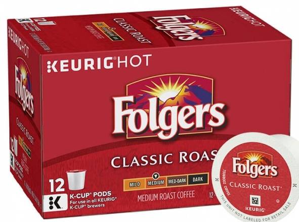Order Folgers Classic Roast K-Cup Pods (10 ct) food online from Ctown Supermarkets store, Uniondale on bringmethat.com