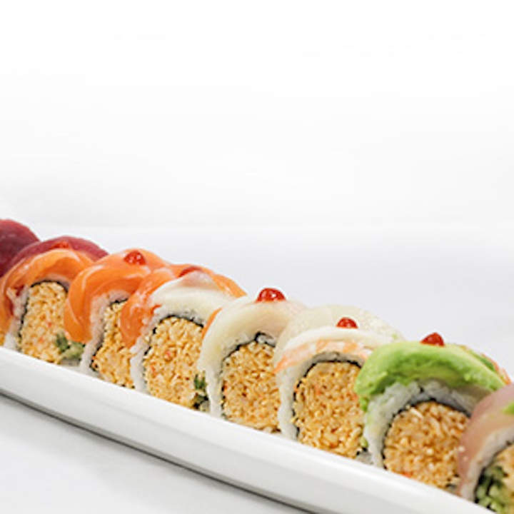 Order Spicy Rainbow Roll food online from Sushi Plus store, Redwood City on bringmethat.com