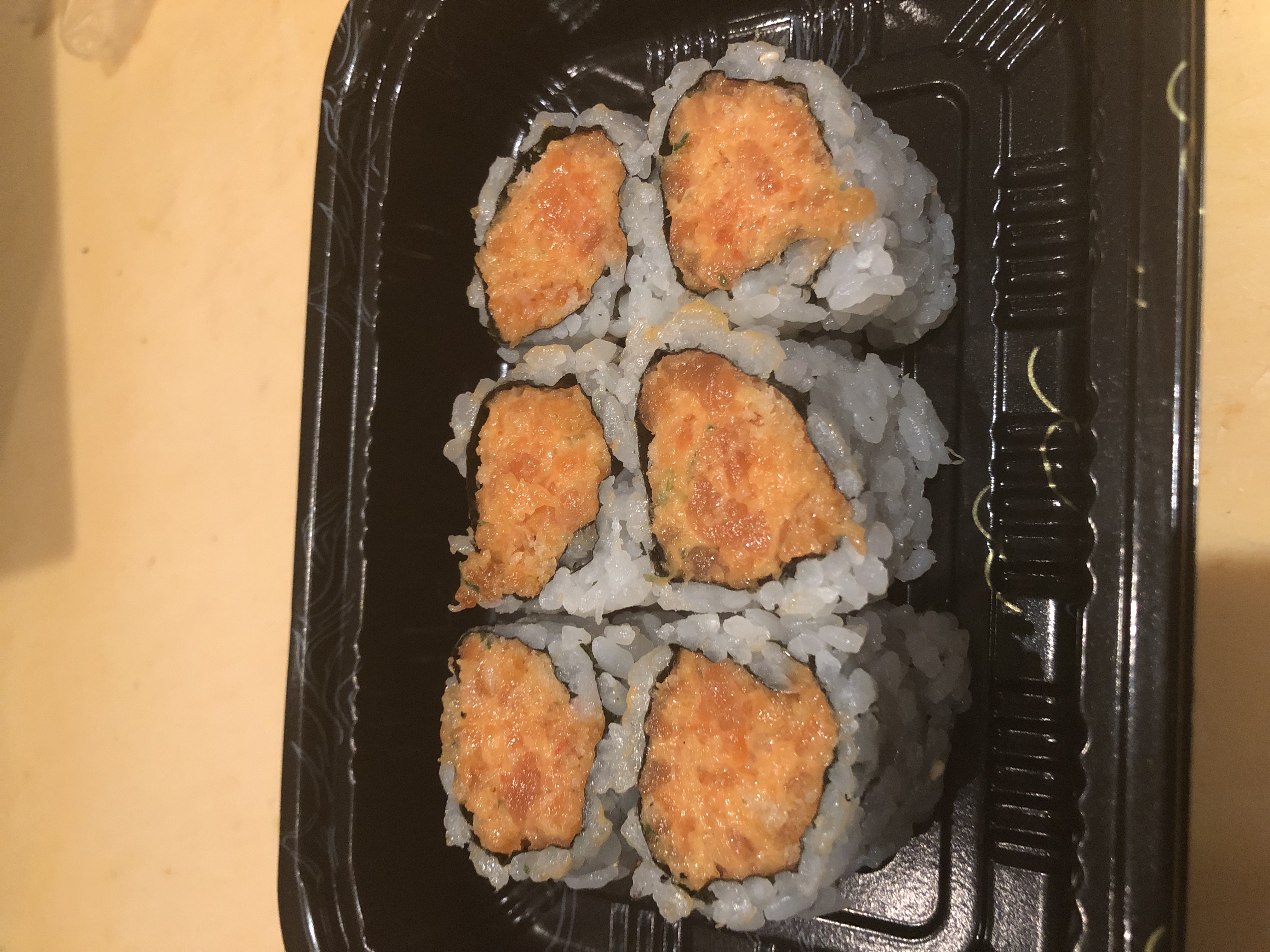 Order 150. Spicy Crunchy Salmon Roll food online from Yummy sushi store, New York on bringmethat.com