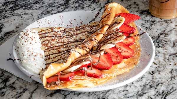 Order Strawberry Banana Crepe food online from Caffeine store, Lakewood on bringmethat.com