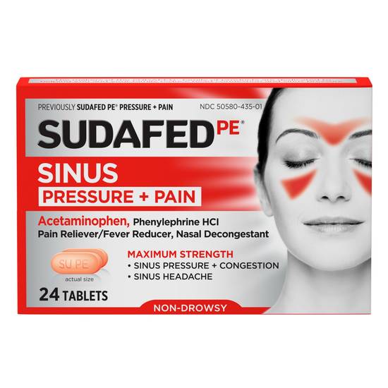 Order Sudafed PE Sinus Pressure Pain Relief Decongestant Tablets (24 ct) food online from Rite Aid store, BUTLER on bringmethat.com