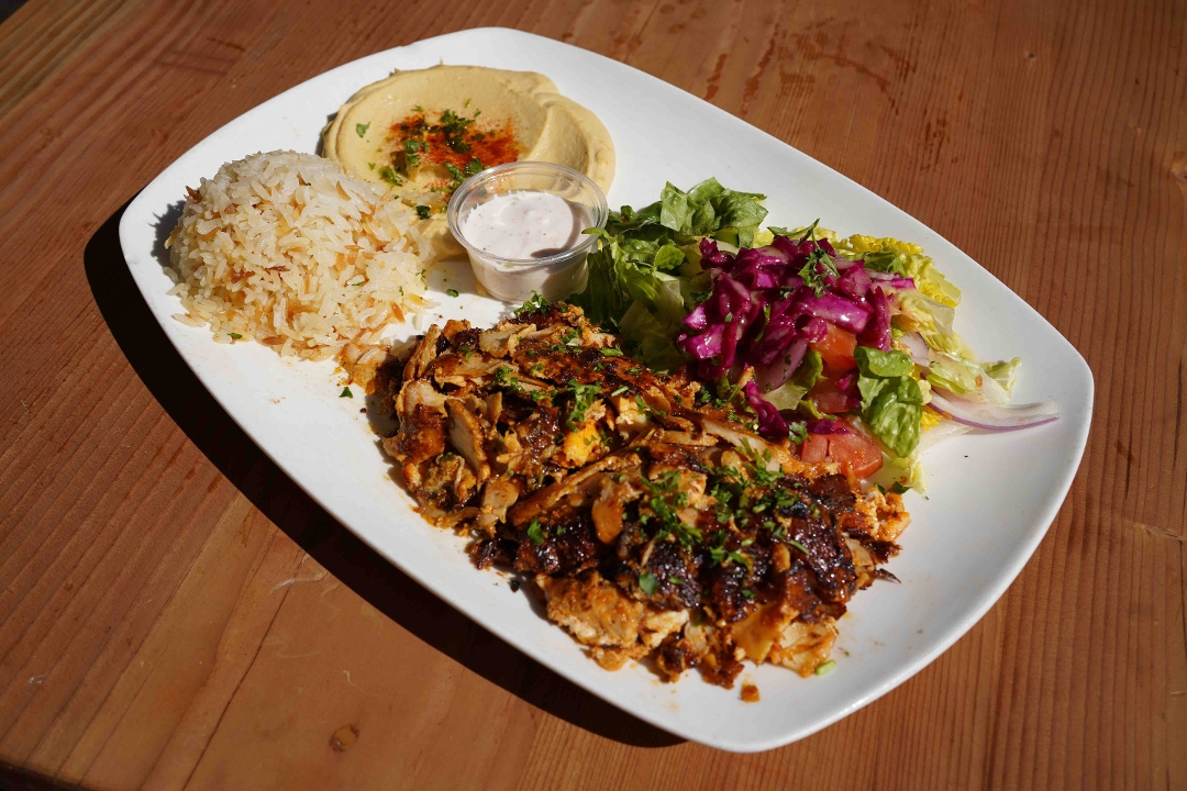 Order Chicken Gyros Plate food online from Pasha Mediterranean store, Redwood City on bringmethat.com