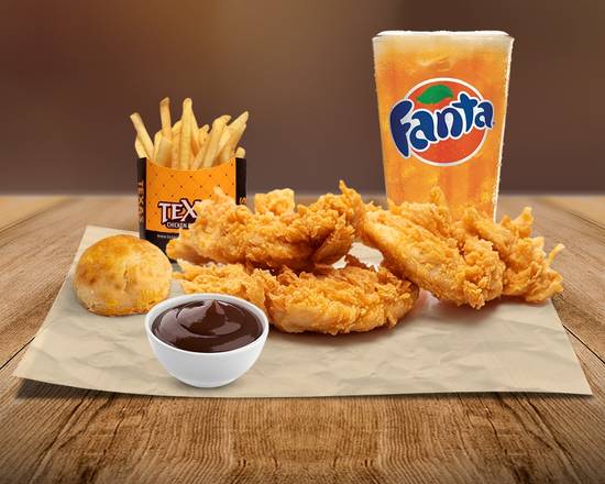Order 3 Pc Tender's w/ a Side, Beverage & Biscuit food online from Texas Chicken & Burgers store, Levittown on bringmethat.com